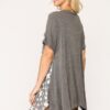Star-Textured Knit Tunic Top with Shark-Bite Hem – Gunmetal