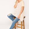 Star-Textured Knit Tunic Top with Shark-Bite Hem