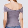 Off-Shoulder Smocked Short Sleeve Top – Silver Grey