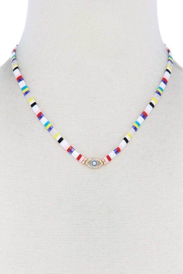 Evil Eye Color Block Charm Necklace