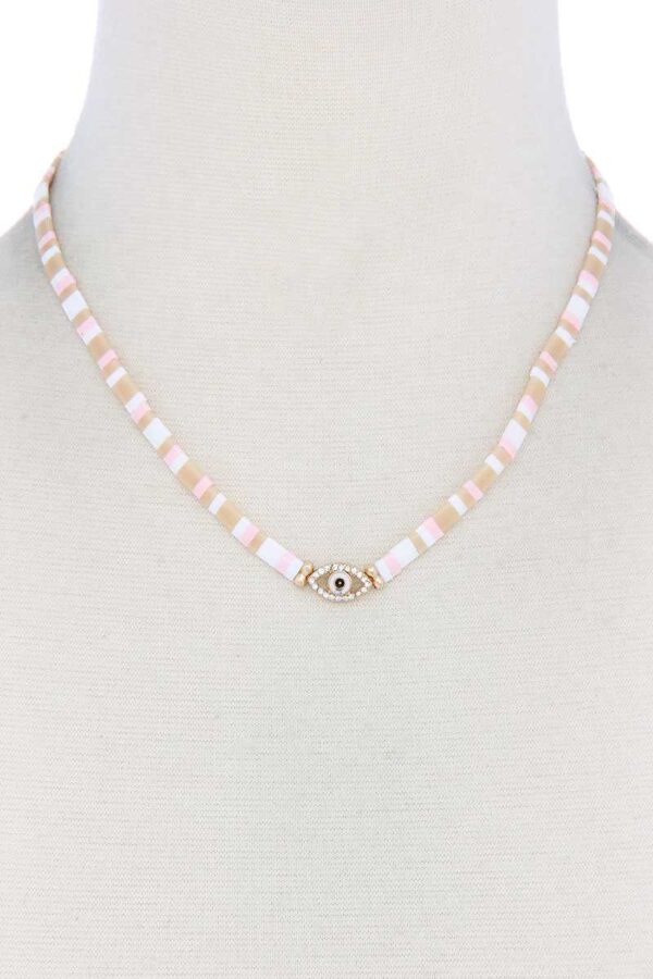 Evil Eye Color Block Charm Necklace