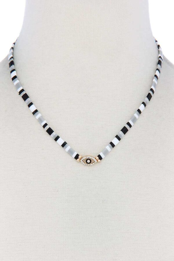 Evil Eye Color Block Charm Necklace