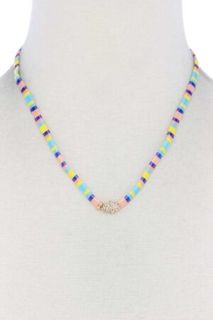 Hamsa Hand Color-Block Charm Necklace