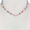 Hamsa Hand Color-Block Charm Necklace