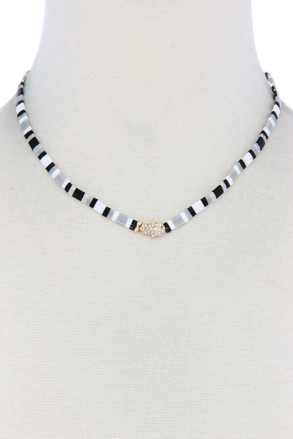 Hamsa Hand Color-Block Charm Necklace