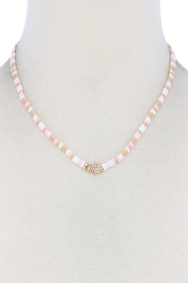 Hamsa Hand Color-Block Charm Necklace