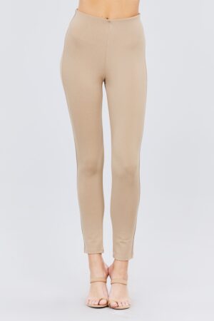 Ponte Pants with Elastic Waist – Deep Khaki