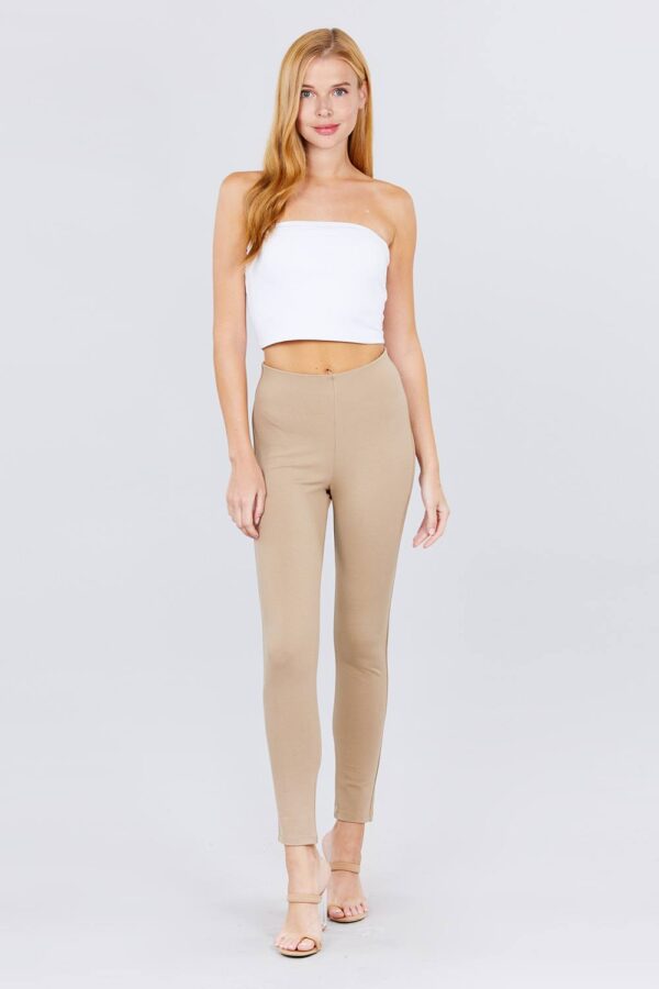 Ponte Pants with Elastic Waist – Deep Khaki