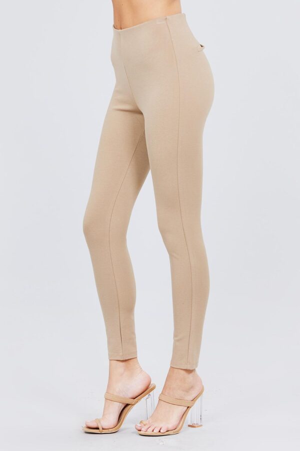 Ponte Pants with Elastic Waist – Deep Khaki