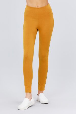Ponte Pants with Elastic Waist – Deep Mustard