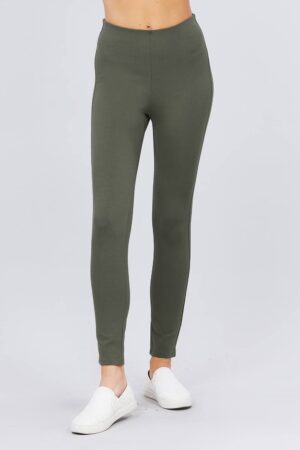 Ponte Pants with Elastic Waist – New Olive