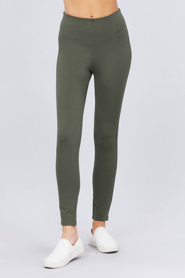 Ponte Pants with Elastic Waist – New Olive