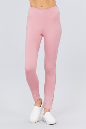 Ponte Pants with Elastic Waist – Pink