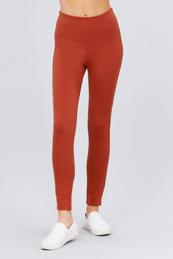 Stretch Ponte Pants with Elastic Waist – Rust