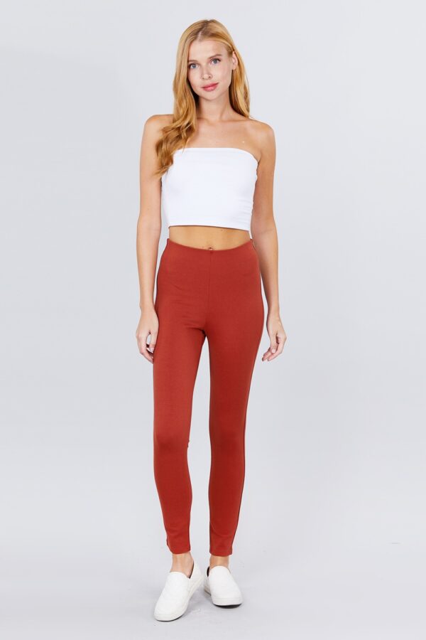 Stretch Ponte Pants with Elastic Waist – Rust
