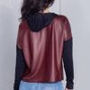 J’adore Silver Graphic Hoodie Top – Burgundy/Black