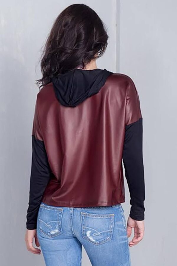 J’adore Silver Graphic Hoodie Top – Burgundy/Black