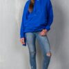 Venice Graphic Pullover Hoodie with Uneven Hem – Royal Blue