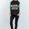 Curved-Hem Sweater with Contrast Sleeves