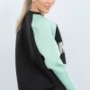 Curved-Hem Sweater with Contrast Sleeves