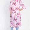 Floral Ruffle Robe Cardigan – Pink, Knee-Length