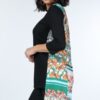 Asymmetrical Print High-Low Cotton Top – Black