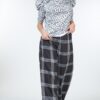 High Waist Plaid Print Wide-Leg Pants – Black/Off White