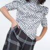 High Waist Plaid Print Wide-Leg Pants – Black/Off White