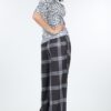 High Waist Plaid Print Wide-Leg Pants – Black/Off White