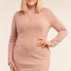 Plus Size Ribbed Knit Cut-Out Back Mini Dress – Taupe