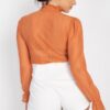 Ruffle Mock Neck Lace Top with Bell Cuffs – Cinnamon