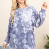 Oversize Tie-Dye French Terry Pullover – Blue/Grey
