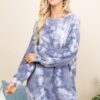 Oversize Tie-Dye French Terry Pullover – Blue/Grey