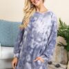 Oversize Tie-Dye French Terry Pullover – Blue/Grey