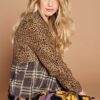 Cheetah Print Button-Down Shirt Dress with Layered Skirt – Brown