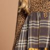Cheetah Print Button-Down Shirt Dress with Layered Skirt – Brown