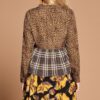 Cheetah Print Button-Down Shirt Dress with Layered Skirt – Brown