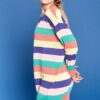 Striped Knit Sweater Dress in Coral Combo
