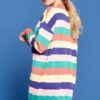 Striped Knit Sweater Dress in Coral Combo
