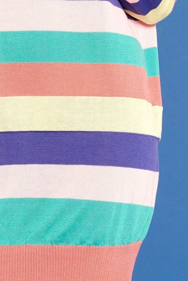 Striped Knit Sweater Dress in Coral Combo