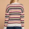 Variegated Striped V-Neck Knit Sweater – Multi/Grey