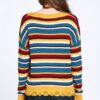 Variegated Striped V-Neck Knit Sweater – Multi/Mustard