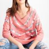 Washed 3/4-Sleeve Boxy Slub Top – Coral Boho