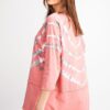 Washed 3/4-Sleeve Boxy Slub Top – Coral Boho