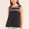 Sleeveless Mesh Top with Brick-Pattern Back – Black/Grey