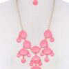 Brushed Oval Dangle Metal Necklace – Pink, Yellow, Gold