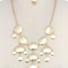 Brushed Oval Dangle Metal Necklace – Pink, Yellow, Gold