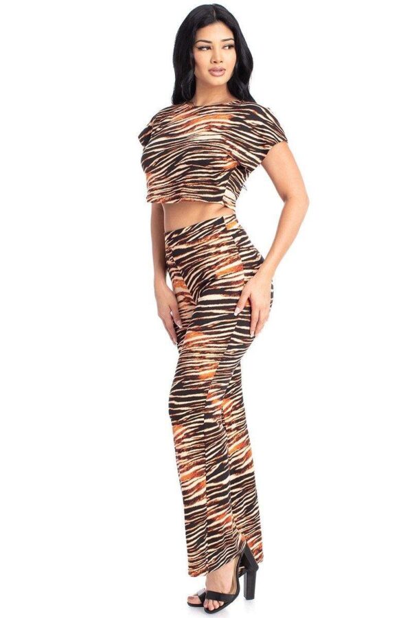 Zebra-Print Crop Top & Wide-Leg Palazzo Set