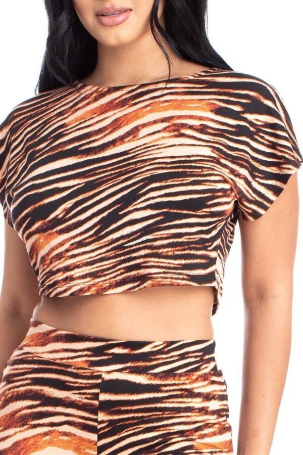 Zebra-Print Crop Top & Wide-Leg Palazzo Set