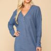 Waffle Knit & Woven Hi-Low Flowy Tunic Top – Denim